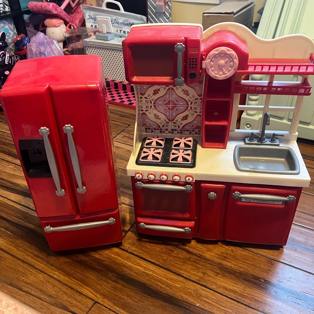 Red Play Kitchen Set 18” doll